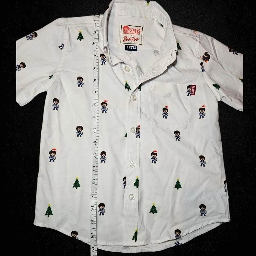 RSVLTS x Bob Ross Kids White Button Down Short Sleeve Shirt